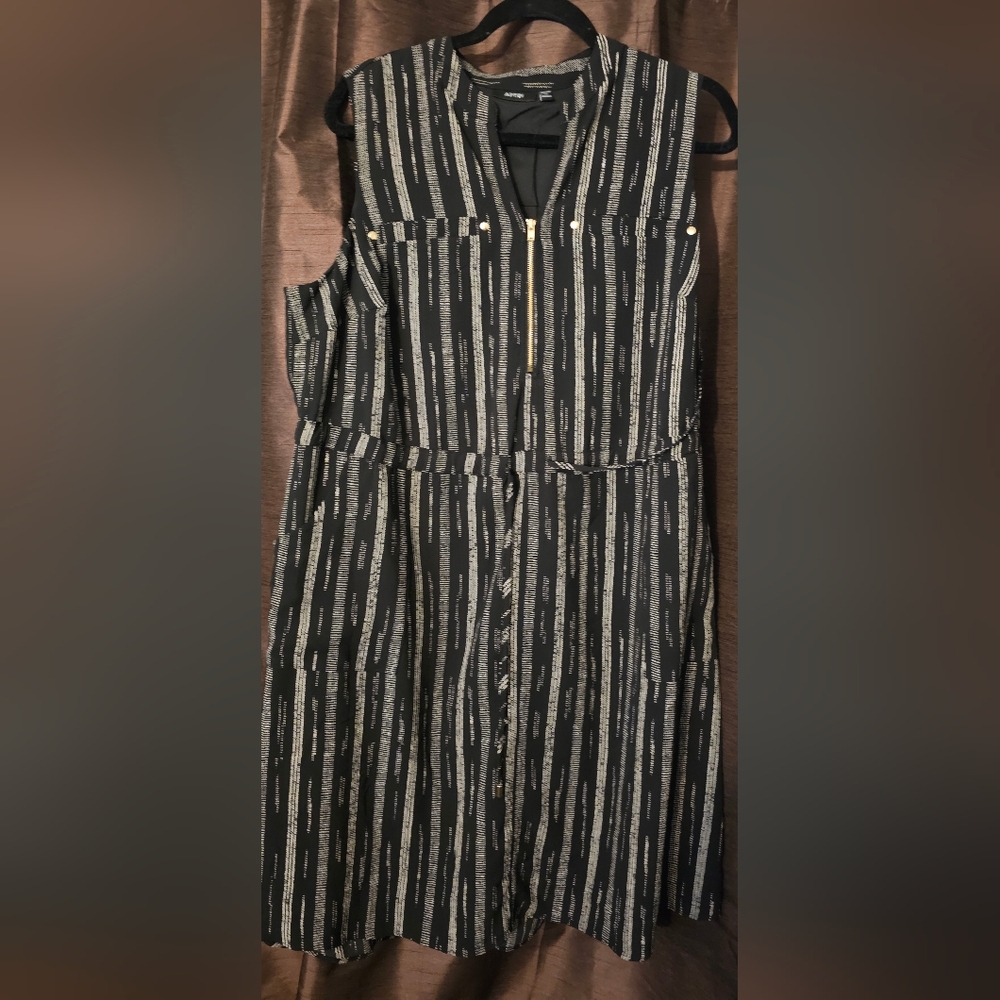 Apt. 9 Black and Gray Striped Midi Dress